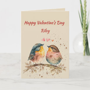 Aangepaste naam Love Schattig Love Vogels Romantis Feestdagen Kaart