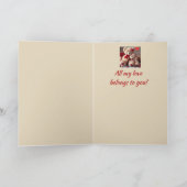 Aangepaste naam Love Schattige teddybeer Hartjes Feestdagen Kaart (Binnen)