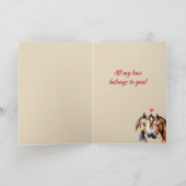 Aangepaste naam Love Schattigee Horses Animal Hear Feestdagen Kaart (Binnen)