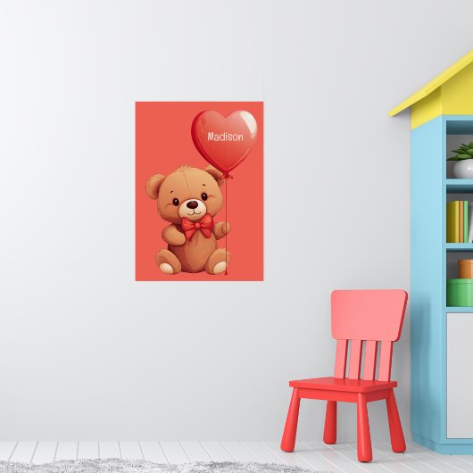 Aangepaste naam Love Teddy Poster (Kinderkamer 1)