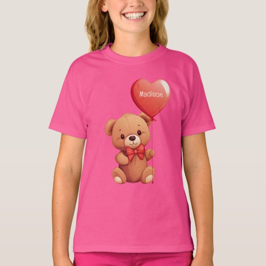 Aangepaste naam Love Teddy T-shirt (Voorkant)