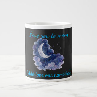 Aangepaste naam Love You to the Moon Watercolor Ma Grote Koffiekop