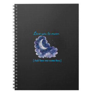 Aangepaste naam Love You to the Moon Watercolor Ma Notitieboek