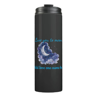 Aangepaste naam Love You to the Moon Watercolor Ma Thermosbeker