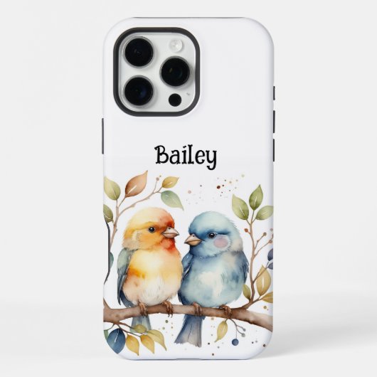 Aangepaste Naam Lovebirds Wildlife Natuur Animal A iPhone Hoesje (Achterkant)