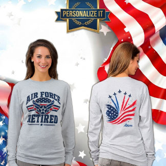 Aangepaste naam luchtmacht gepensioneerde vrouwen t-shirt