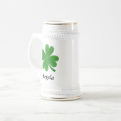 Aangepaste naam Lucky 4 Leaf Clover St. Patrick's  Bierpul (Voorkant links)