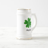 Aangepaste naam Lucky 4 Leaf Clover St. Patrick's  Bierpul (Voorkant rechts)