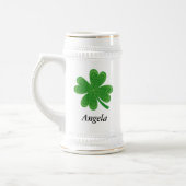 Aangepaste naam Lucky 4 Leaf Clover St. Patrick's Bierpul (Links)