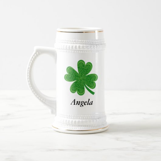 Aangepaste naam Lucky 4 Leaf Clover St. Patrick's  Bierpul (Links)
