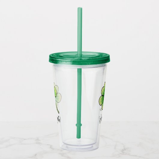 Aangepaste naam Lucky Clover St. Patrick's Day Acryl Drinkbeker (Rechts)