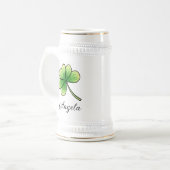 Aangepaste naam Lucky Clover St. Patrick's Day Bierpul (Voorkant links)