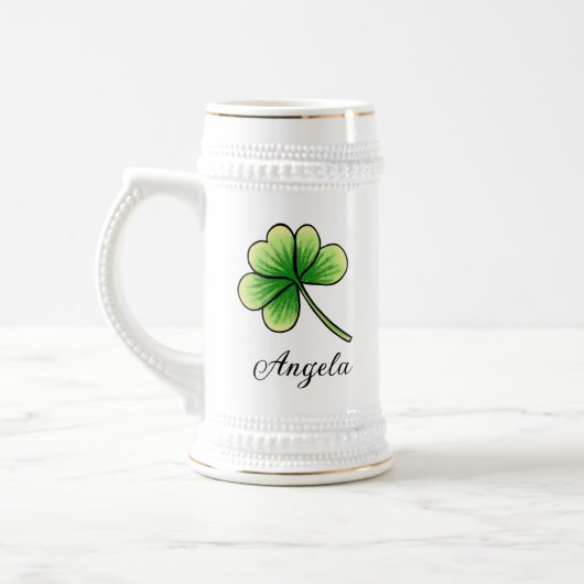 Aangepaste naam Lucky Clover St. Patrick's Day Bierpul (Links)