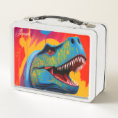 Aangepaste naam Lunch Box, Kleurrijke T-Rex Dinosa (Achterkant)
