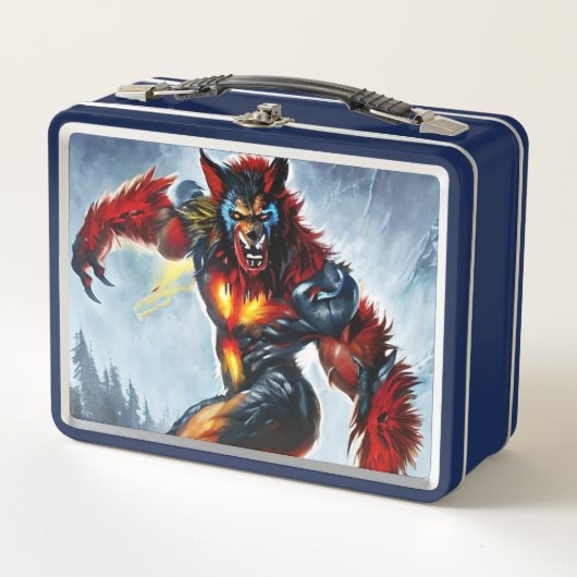 Aangepaste naam lunchbox, kleurrijk waren Wolf Hal (Voorkant)
