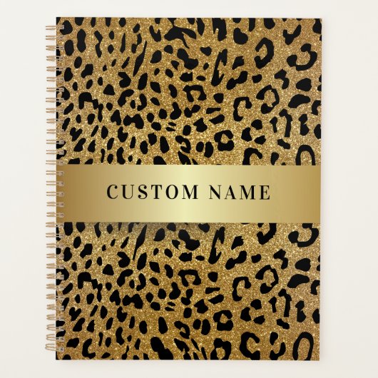 Aangepaste Naam Luxe Luipaard Dierenprint Planner (Voorkant)