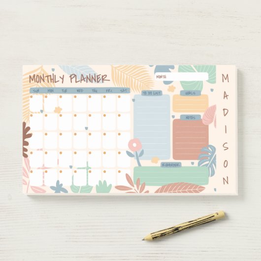 Aangepaste naam Maandplanner Post-it® Notes (Op bureau)