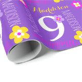 Aangepaste naam Maddison 9e verjaardag Cadeaupapier (Rol Hoek)