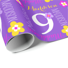 Aangepaste naam Maddison 9e verjaardag Cadeaupapier