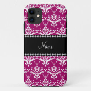 Aangepaste naam magenta roze witte vocht iPhone 11 hoesje