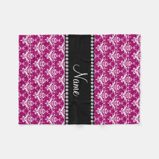 Aangepaste naam magenta roze witte vocht fleece deken (Voorkant (Horizontaal))