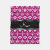 Aangepaste naam magenta roze witte vocht fleece deken (Voorkant)