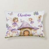 Aangepaste Naam Magic Fairies Paarse Tuin Accent Kussen (Voorkant)