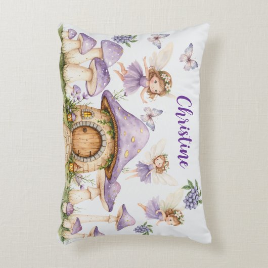 Aangepaste Naam Magic Fairies Paarse Tuin Accent Kussen (Voorkant(Verticaal))