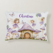 Aangepaste Naam Magic Fairies Paarse Tuin Accent Kussen (Achterkant)