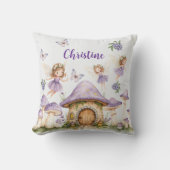 Aangepaste Naam Magic Fairies Paarse Tuin Kussen (Voorkant)
