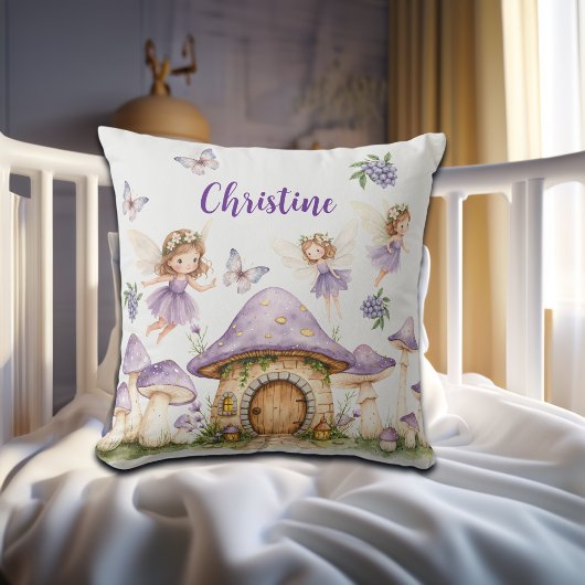 Aangepaste Naam Magic Fairies Paarse Tuin Kussen