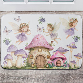 Aangepaste Naam Magic Fairies Roze Paddenstoelen Badmat