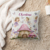 Aangepaste Naam Magic Fairies Roze Paddenstoelen Kussen (Deken)