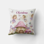 Aangepaste Naam Magic Fairies Roze Paddenstoelen Kussen (Achterkant)