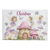 Aangepaste Naam Magic Fairies Roze Paddenstoelen Kussensloop (Achterkant)
