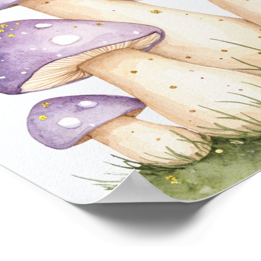 Aangepaste Naam Magic Fairies Roze Paddenstoelen Poster (Hoek)