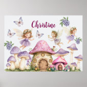 Aangepaste Naam Magic Fairies Roze Paddenstoelen Poster (Voorkant)