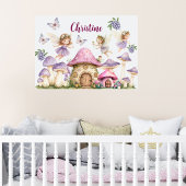 Aangepaste Naam Magic Fairies Roze Paddenstoelen Poster
