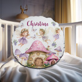 Aangepaste Naam Magic Fairies Roze Paddenstoelen Rond Kussen