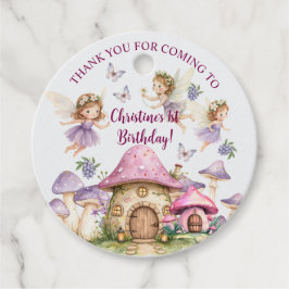 Aangepaste Naam Magic Fairies Roze Paddenstoelen V Bedankjes Labels