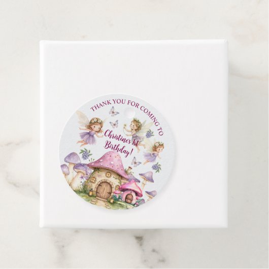Aangepaste Naam Magic Fairies Roze Paddenstoelen V Bedankjes Labels (In situ)