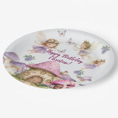Aangepaste Naam Magic Fairies Roze Paddenstoelen V Papieren Bordje (Gekanteld)