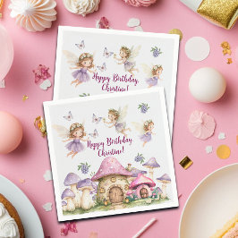Aangepaste Naam Magic Fairies Roze Paddenstoelen V Servet