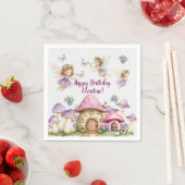 Aangepaste Naam Magic Fairies Roze Paddenstoelen V Servet (Insitu)