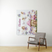 Aangepaste Naam Magic Fairies Roze Paddenstoelen Wandkleed (In situ)