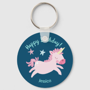 Aangepaste naam Magical Pink Unicorn Sleutelhanger