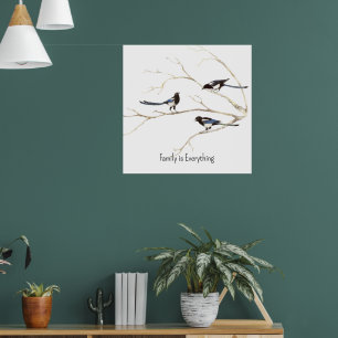 Aangepaste naam Magpie Bird Family is alles Poster