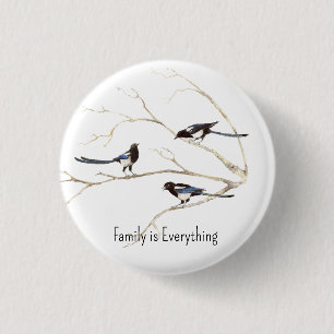 Aangepaste naam Magpie Bird Family is alles Ronde Button 3,2 Cm