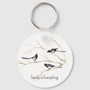 Aangepaste naam Magpie Bird Family is alles Sleutelhanger