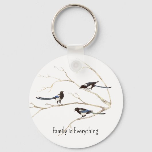Aangepaste naam Magpie Bird Family is alles Sleutelhanger (Voorkant)